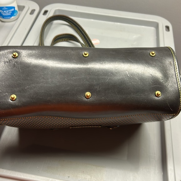 DOONEY & BOURKE Blue/Yellow/Black Leather Cabrio Top Zip Shoulder Made in USA - Picture 5 of 14